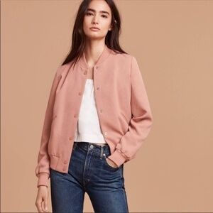 Aritzia Wilfred Poussin Vintage Crepe Bomber Jacket in Rose Pink - Sz XS